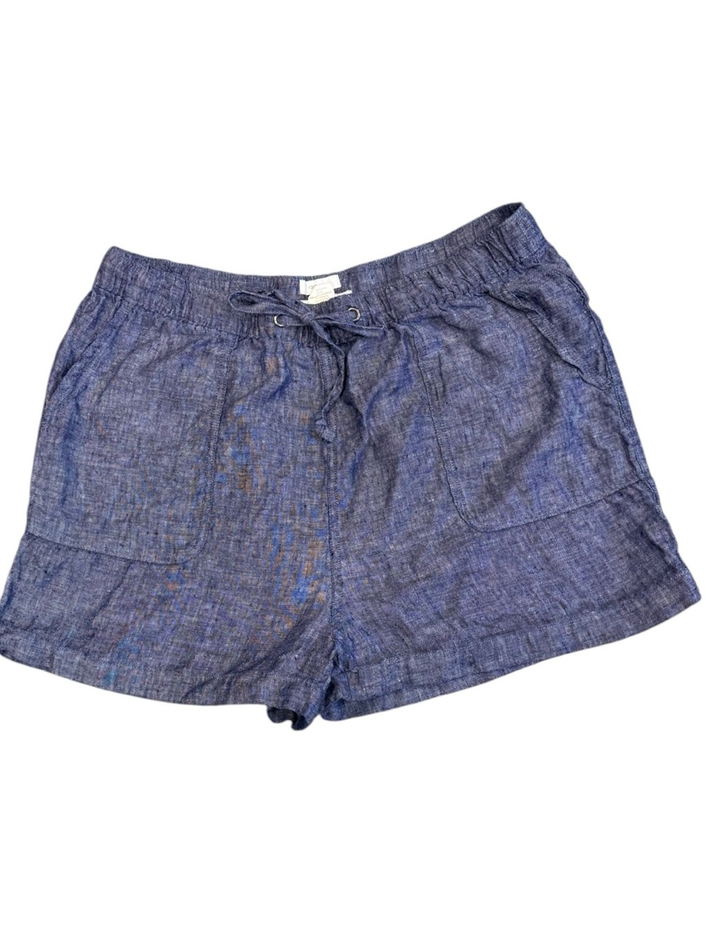 C&C California Linen Denim Blue High Waist Drawstring Shorts Elastic Waist XL